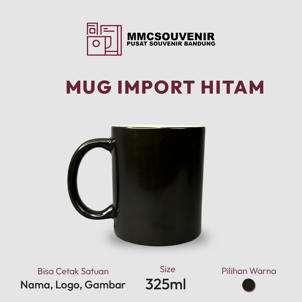 Mug Hitam Super Quality custom Bandung
